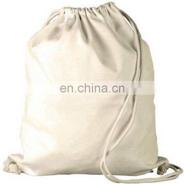 Plain White Blank Organic Cotton Sport Gym Sack Rope Drawstring Bag photo-2