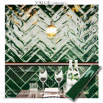 Green Retro Bump Wavy Backsplah Subway Wall Tiles