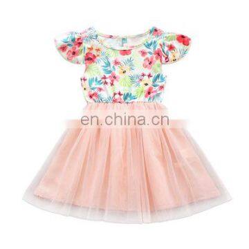 Baby Girls Summer Dress Fashion Flowers Patchwork Girls Dress Boutique Children Clothes Kids Party Dress