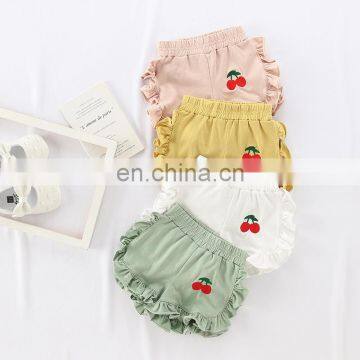 2020 Summer Fashion Baby Girls Short Cotton Ruffles Cherry Kids Shorts