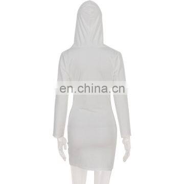 Wholesale Sexy Hot Girl V Neck Hollow Out Hood Long Sleeve Bodycon Dresses Club Dress photo-5