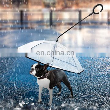 Factory direct sales transparent pet umbrella adjustable rainy day dog leash pet raincoat