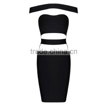 Summer dress wholesale 2015 new fashion women black off shoulder cutout elegant luury bodycon sey evening party bandage Dresses