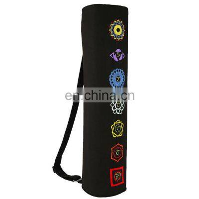 Chakra embroidery dyed Cotton Canvas Yoga mat Bag Indian supplier