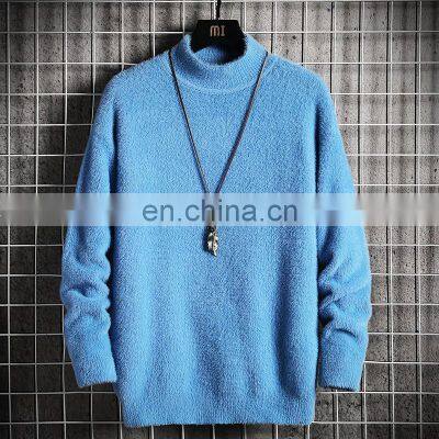 Factory Wholesale High Quality High-neck Loose Mink Fleece Winter Plus Velvet Thick Knitted Jacket Men's Sweater photo-5