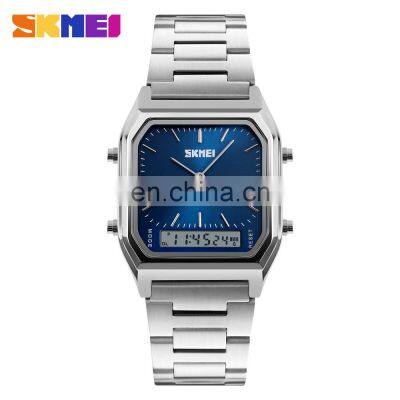 Bulk Wholesale Popular Skmei 1220 Stainless Steel Golden Wrist Watches Square Face Classic Digital Watch Men Women