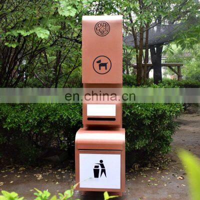 Customized Open Top Plastic Standing Double Outdoor Dog Waste Bin Pet Shit Station