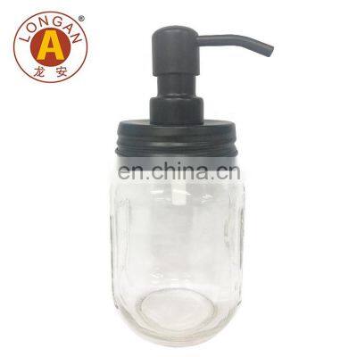 Wholesale lotion hand wash bottle mason glass jar foaming soap dispenser with metal lid