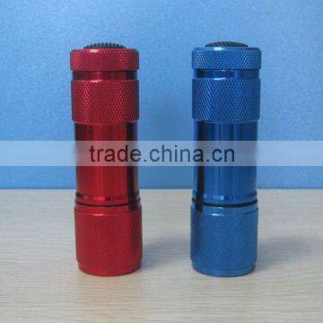 9 led aluminum body flashlight press switch in china