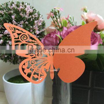 Fashion Custom Laser Cut Butterfly Place Cards for Wine Glass