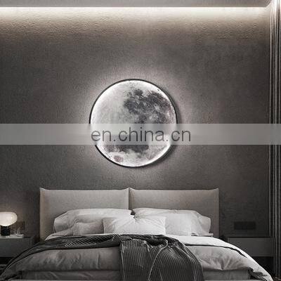 Modern Creative Mural Art Background Decoration Wall Light Bedroom Bedside Lamps Moon Wall Lamp