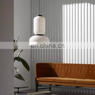 White Paper Pendant Light With Black Finish And Milky Hotel Chandelier LED Lights photo-5