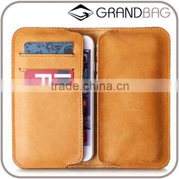 genuine leather slim flip leather mobile phone holder wallet bag phone cover for iphone 6/6s