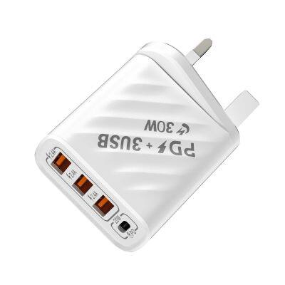 Wholesale 3USB+PD UK quick charge 3.0 universal wall mobile phone chargers for mobile phone