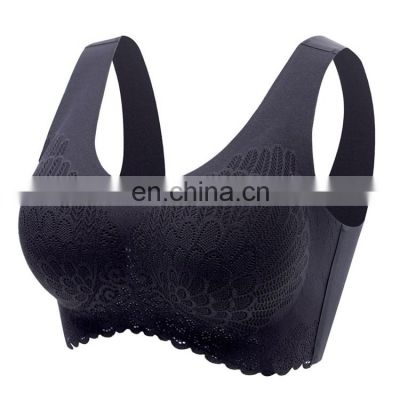 Hot selling woman large size bra embroidered bra solid color middle-aged and elderly bralette 40 Bra Size