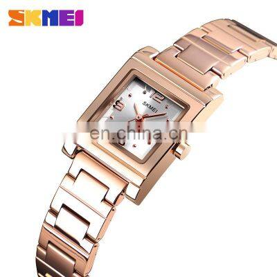 skmei 1388 square small dial stainless steel analog watch for women elegant