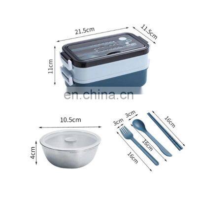 304 Stainless Steel Lunch Box Bento Box For School Kids Office Worker 2layers Lunch Container Food Storage Box photo-2