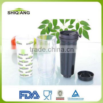 350ml double wall promotional DIY plastic mug tumbler with leakproof lid