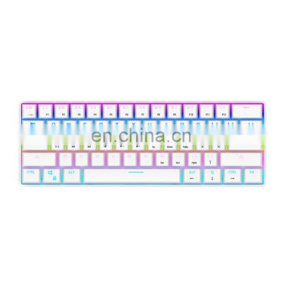 60% transparent acrylic Two color injection molding multimedia rotary button RGB 68 key desktop wried mechanical keyboard