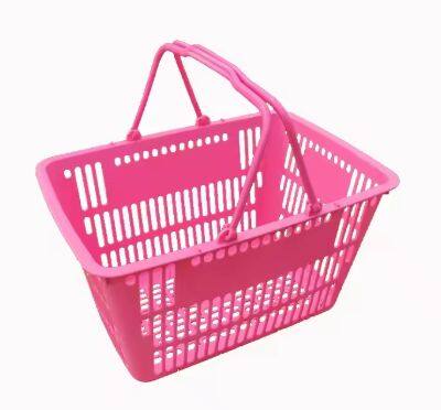 30L Supermarket Plastic Shopping Basket With Metal Handles, Wire Handles Supermarket Shopping Baskets photo-4
