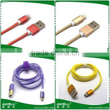 high quality fabric braided cable for iphone 5 iphone 6 OD 3.8mm USB cable 1.5m retail box packing