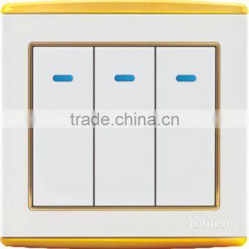 10A wall switch socket brand 3 gang 1 way with LED