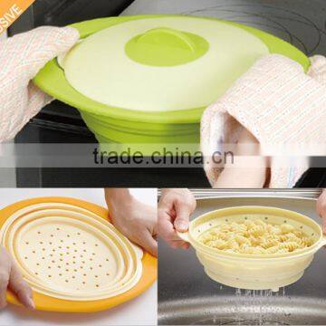 3 in One Collapsible Silicone Steam Cooker for Microwave