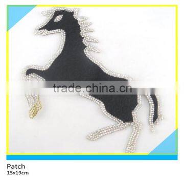 Heat Transfer Glass Rhinestone Applique Hotfix Rhinestone Horse Hair Patch 12.5x13.5cm photo-6