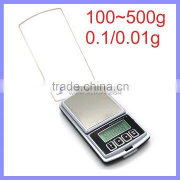 3.5 Inch Crystal Clear Cover Tray Jewelry Scale 100G 0.01G Digital Pocket Scale