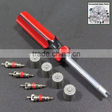 Valve Stem Core Remover Tire Repair Tool Red & Black Handle