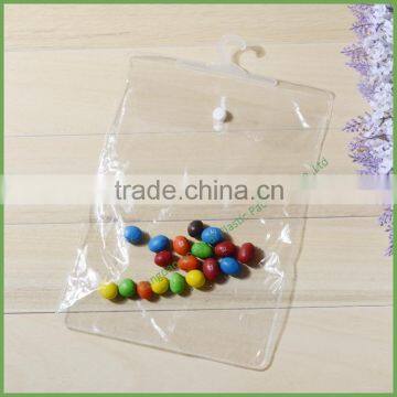 Clear garment / stockings / wig Hanging plastic pouch / bag with button closure