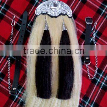 Horse Hair Piper Sporran With Celtic Design Candle Made Of Real Leather Material