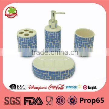 Ceramic Stoneware Fashional Blue Block Bathroom Set