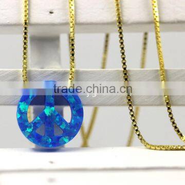 High Quality Synthetic OP05 Peace Sign Opal Pendant With 925 Sterling Silver18K Plated Chain Necklace photo-4