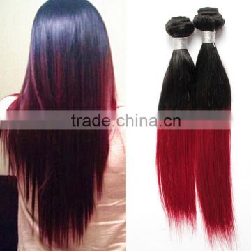 Hot sell Straight wave two colors gradient hair weaving brazilian ombre hair weaving colored two tone hair weave