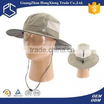 Guangzhou Hongxiong fishing plian mesh vented bucket hat with string