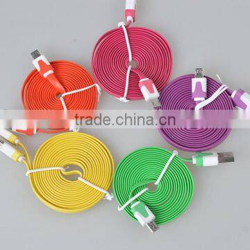 multi-color flat wire micro usb a data charging cable for iphone