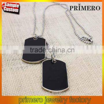 Fashion Men Jewelry Army Style Dog Tag Pendant Necklace 7 Color with Bead Chain