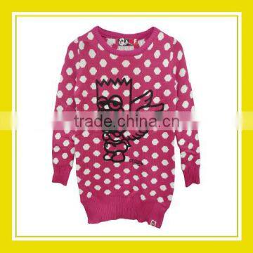 New Fashionable Products Bros Baby Rinne For Women Printed Long Sleeve Pink White Dots Knitted Sweater