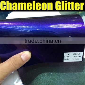 Top quality chameleon diamond car vinyl sticker with air free bubbles 3 layers