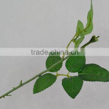 wire rose stem with two sets of leaves without Rose top