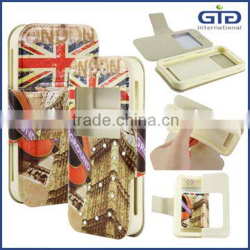 [GGIT] Factory Wholesale Flag Pattern with Diamond Phone Flip Cover Case Universial Leather Case