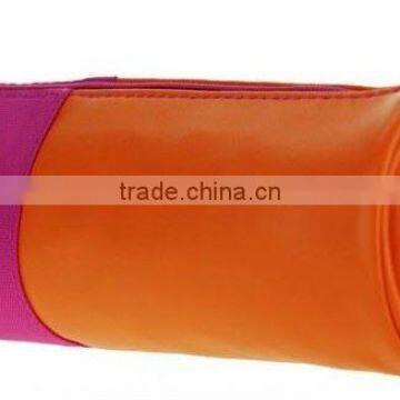 Faux Leather With Canvas Design Cosmetic Bag photo-2