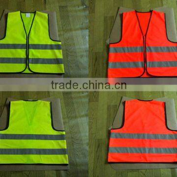 100% Polyester Yellow Zipper Front Safety Vest with Reflective Strips - EN471