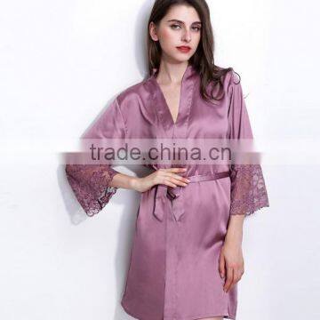 New Arrival Women's Robes Free Shipping Sleepwear Bathrobes for Female High Quality Silk Nightwear V-neck With Waistband Hot photo-2