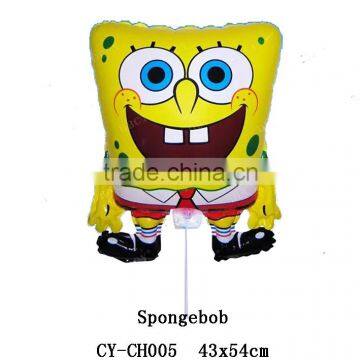 2016 New arrival clamp holder Spongebob shaped foil balloon for party deccoration