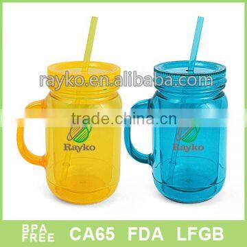 Promotion mug, plastic straw mug with handle