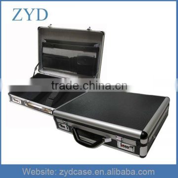 Black instrument box tough custom laptop brief case aluminum case, 460 x 360 x 115 mm