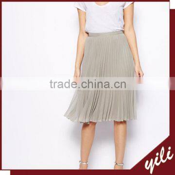 women long pleated chiffon skirt 2014