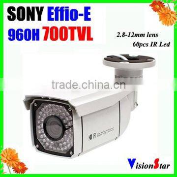 1/3" SONY Effio-E CXD4140GG+673AK 700TVL Waterproof Outdoor Camera OSD menu 2.8-12mm zoom lens